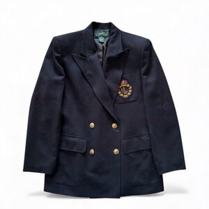 Ralph Lauren Women's Navy Blazer with Gold Buttons